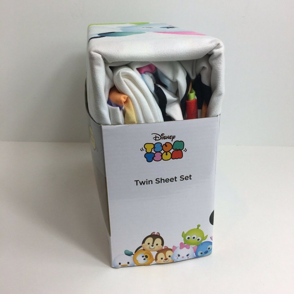 Disney Tsum Tsum Twin Sheet Set Fitted Flat Sheets Pillow Case Minnie Mickey New - Picture 6 of 12